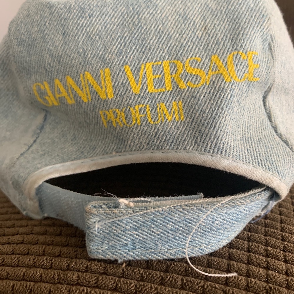 Vtg versace 5 panel denim hat